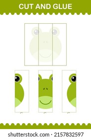 Cut and glue Frog face. Worksheet for kids