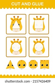 Cut and glue Giraffe face. Worksheet for kids