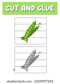 Cut and glue. Green peas. Educational game for children.