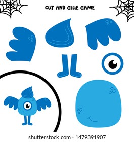 Cut and glue. Hallowen monster. Game for kids. Create your own monster.