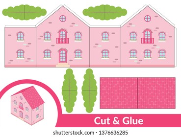 Cut Glue House Children Art Game Stock Vector (Royalty Free) 1376636285 ...