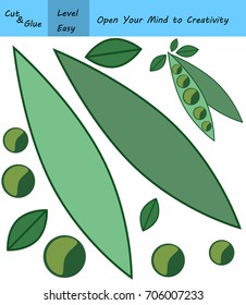 Cut and glue image for smart kids and children. Education game. Pea pod