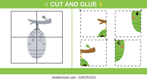 cut and glue insect education paper game for kindergarten and preschool cut and glue game for kids