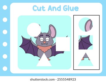 cut and glue for kids. cute bats. puzzle game .