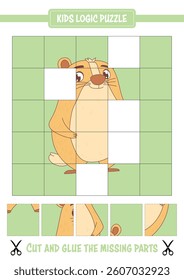 Cut and glue kids logic puzzle design illustration