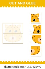 Cut and glue Leopard face. Worksheet for kids