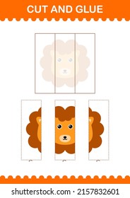 Cut and glue Lion face. Worksheet for kids