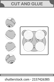 Cut and glue Panda face. Worksheet for kids
