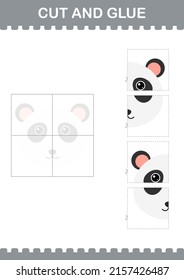 Cut and glue Panda face. Worksheet for kids