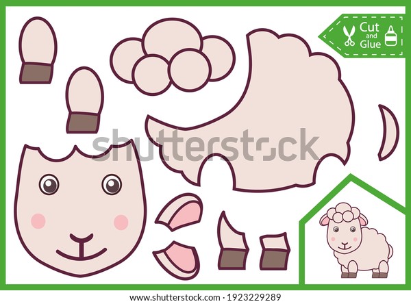 Cut Glue Paper Cute Sheep Kids Stock Vector (Royalty Free) 1923229289