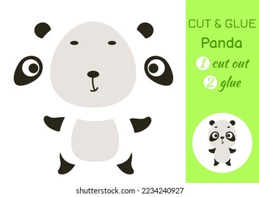 Cut and glue paper little panda. Kids crafts activity page. Educational game for preschool children. DIY worksheet. Kids art game and activities jigsaw. Vector stock illustration