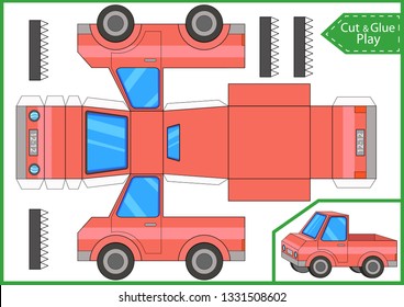 Cut Glue Paper Mini Truck Kids Stock Vector (Royalty Free) 1331508602