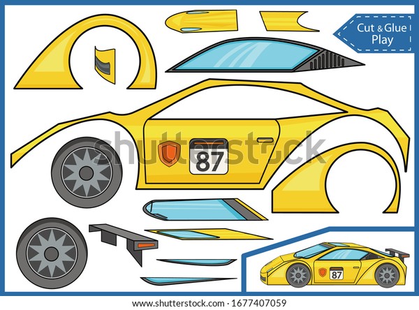 Download Cut Glue Paper Racing Car Crafts Stock Vector Royalty Free 1677407059