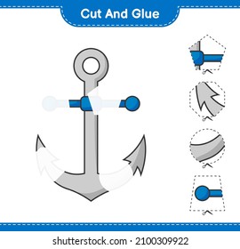Cut and glue, cut parts of Anchor and glue them. Educational children game, printable worksheet, vector illustration