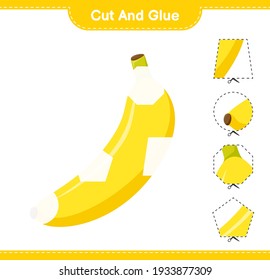Cut and glue, cut parts of Banana and glue them. Educational children game, printable worksheet, vector illustration