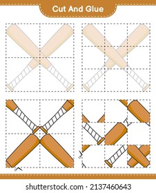 Cut and glue, cut parts of Baseball Bat and glue them. Educational children game, printable worksheet, vector illustration