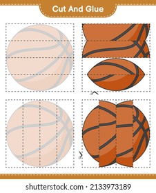 Cut and glue, cut parts of Basketball and glue them. Educational children game, printable worksheet, vector illustration