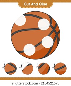 Cut and glue, cut parts of Basketball and glue them. Educational children game, printable worksheet, vector illustration