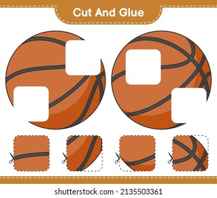 Cut and glue, cut parts of Basketball and glue them. Educational children game, printable worksheet, vector illustration