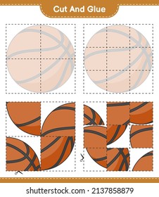 Cut and glue, cut parts of Basketball and glue them. Educational children game, printable worksheet, vector illustration