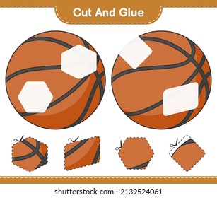 Cut and glue, cut parts of Basketball and glue them. Educational children game, printable worksheet, vector illustration