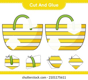 Cut and glue, cut parts of Beach Bag and glue them. Educational children game, printable worksheet, vector illustration
