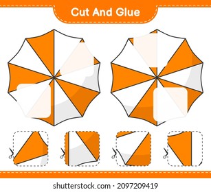 Cut and glue, cut parts of Beach Umbrella and glue them. Educational children game, printable worksheet, vector illustration
