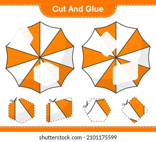 Cut and glue, cut parts of Beach Umbrella and glue them. Educational children game, printable worksheet, vector illustration