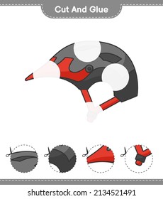 Cut and glue, cut parts of Bicycle Helmet and glue them. Educational children game, printable worksheet, vector illustration