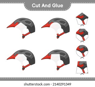 Cut and glue, cut parts of Bicycle Helmet and glue them. Educational children game, printable worksheet, vector illustration