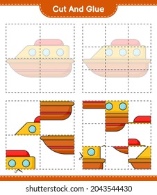 Cut and glue, cut parts of Boat and glue them. Educational children game, printable worksheet, vector illustration