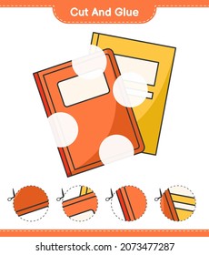 Cut and glue, cut parts of Book and glue them. Educational children game, printable worksheet, vector illustration