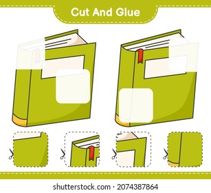 Cut and glue, cut parts of Book and glue them. Educational children game, printable worksheet, vector illustration