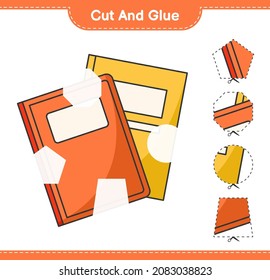 Cut and glue, cut parts of Book and glue them. Educational children game, printable worksheet, vector illustration