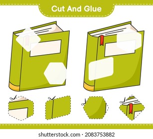 Cut and glue, cut parts of Book and glue them. Educational children game, printable worksheet, vector illustration