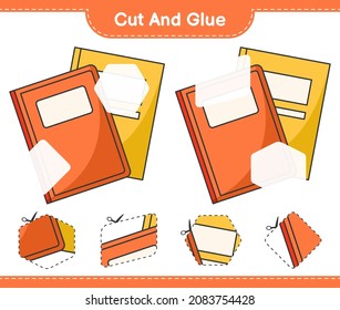 Cut and glue, cut parts of Book and glue them. Educational children game, printable worksheet, vector illustration