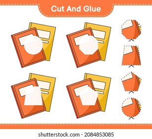 Cut and glue, cut parts of Book and glue them. Educational children game, printable worksheet, vector illustration