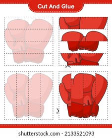 Cut and glue, cut parts of Boxing Gloves and glue them. Educational children game, printable worksheet, vector illustration