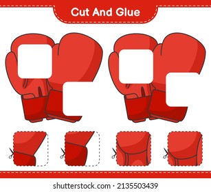 Cut and glue, cut parts of Boxing Gloves and glue them. Educational children game, printable worksheet, vector illustration