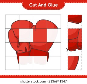 Cut and glue, cut parts of Boxing Gloves and glue them. Educational children game, printable worksheet, vector illustration