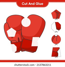 Cut and glue, cut parts of Boxing Gloves and glue them. Educational children game, printable worksheet, vector illustration