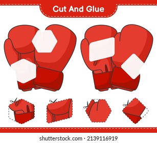 Cut and glue, cut parts of Boxing Gloves and glue them. Educational children game, printable worksheet, vector illustration