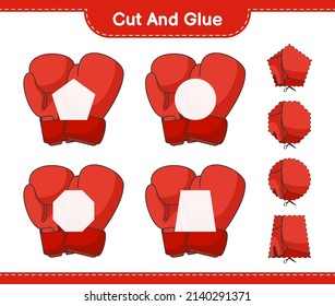 Cut and glue, cut parts of Boxing Gloves and glue them. Educational children game, printable worksheet, vector illustration