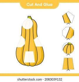 Cut and glue, cut parts of Butternut Squash and glue them. Educational children game, printable worksheet, vector illustration