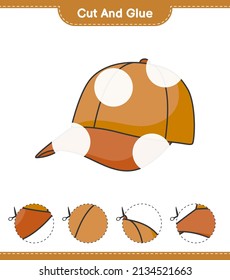 Cut and glue, cut parts of Cap Hat and glue them. Educational children game, printable worksheet, vector illustration