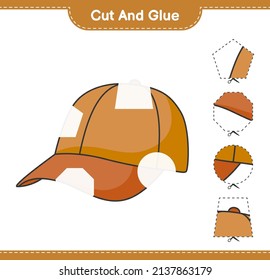Cut and glue, cut parts of Cap Hat and glue them. Educational children game, printable worksheet, vector illustration