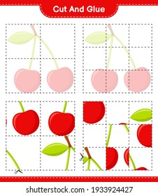 Cut and glue, cut parts of Cherry and glue them. Educational children game, printable worksheet, vector illustration