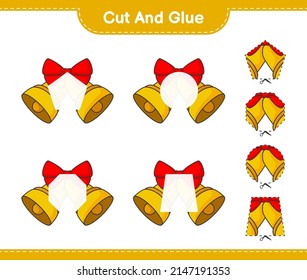 Cut and glue, cut parts of Christmas Bell and glue them. Educational children game, printable worksheet, vector illustration