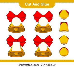 Cut and glue, cut parts of Christmas Bell and glue them. Educational children game, printable worksheet, vector illustration
