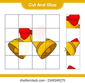 Cut and glue, cut parts of Christmas Bell and glue them. Educational children game, printable worksheet, vector illustration